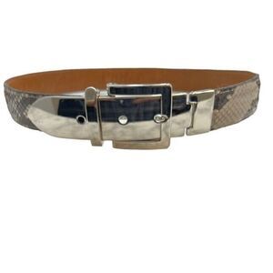 JOAN & DAVID Womans Belt GENUINE PYTHON Size Small Silver Buckle And End Tip